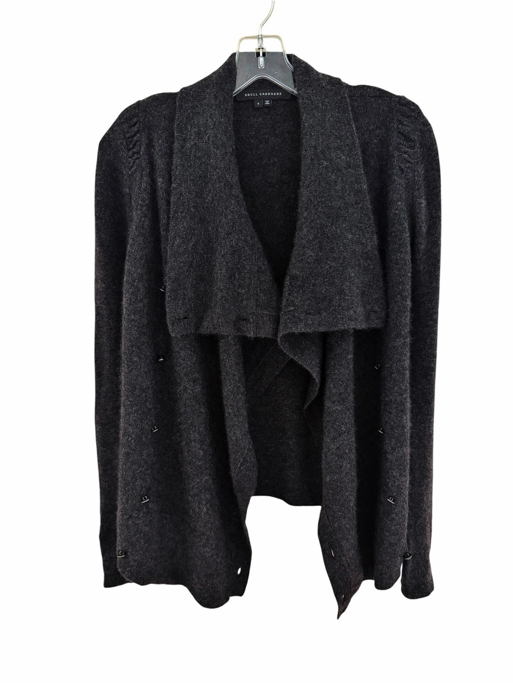 Skull Cashmere Cardigan Sweater 100% Cashmere Dark Charcoal Size S